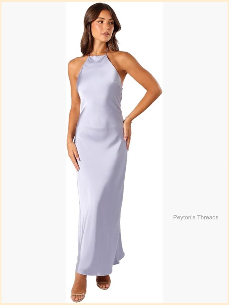 Halterneck Maxi A-Line Dress With Button Back